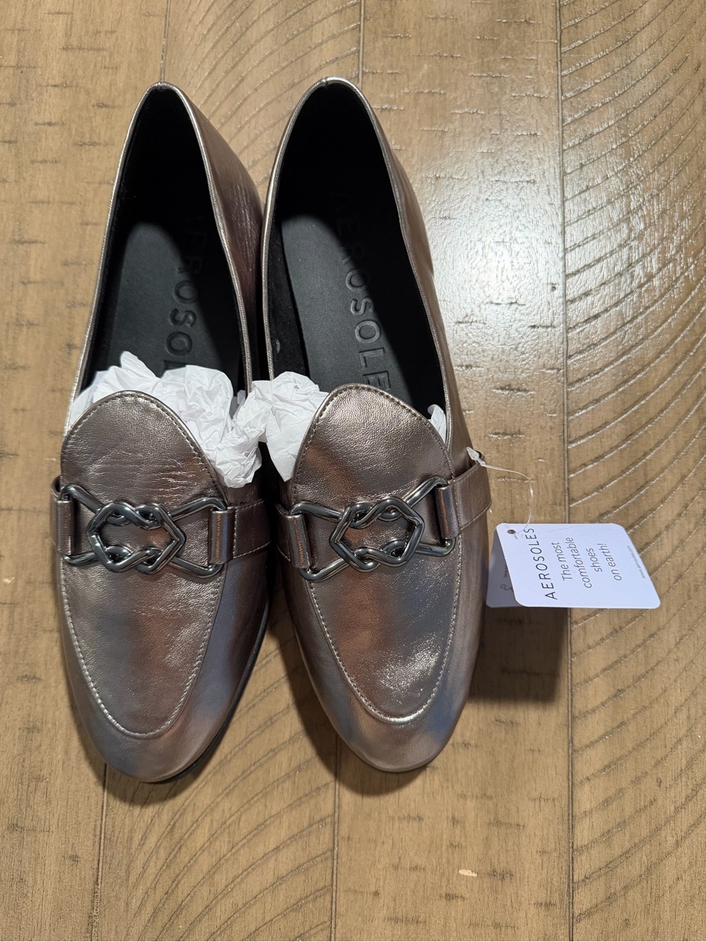 AEROSOLES Metallic Bronze Slip-On Loafers